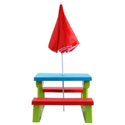 Costway 4 Seat Kids Picnic Table W/Umbrella Garden Yard Folding Children Bench Outdoor -Child Home Decoration Store GUEST 510514d6 0701 4a54 86fb e7346a7f4b02