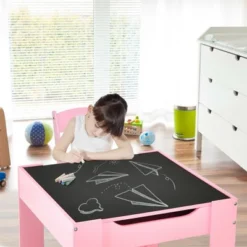 Costway 3 In 1 Kids Wood Table Chairs Set W/ Storage Box Blackboard Drawing Pink 13 Costway 3 In 1 Kids Wood Table Chairs Set W/ Storage Box Blackboard Drawing Pink -Child Home Decoration Store GUEST 513f8e91 bc1a 4f67 a10b d8abe844179b 1