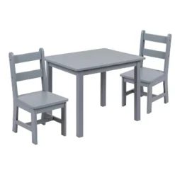 Emma And Oliver Kids 3 Piece Solid Hardwood Table And Chair Set For Playroom, Kitchen -Child Home Decoration Store GUEST 51dfc7ff 3df2 497d 8e2d a63433ea6149