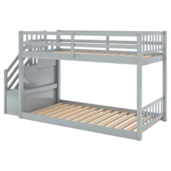 Twin Over Twin Bunk Bed With Storage Ladder - ModernLuxe -Child Home Decoration Store GUEST 52544c10 49ea 4618 80d0 e7e03e16d076