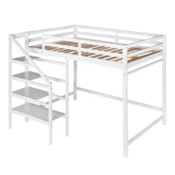 Full Size Loft Bed With Staircase And Safety Guardrails Gray/White-ModernLuxe -Child Home Decoration Store GUEST 53ddd87d 5948 47a1 aab9 b35e8fe0f94f