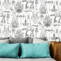Star Wars Spaceship Blueprints Peel And Stick Wallpaper -RoomMates -Child Home Decoration Store GUEST 55b68610 fb06 4c90 9627 f37948428ddd