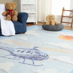 World Traveler Playful Helicopter Kids Playroom Indoor Area Rug By Blue Nile Mills -Child Home Decoration Store GUEST 565caa0f a7e3 419a 9243 b873b860bb34
