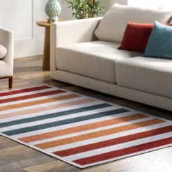 NuLOOM Colorful Striped Machine Washable Kids Area Rug -Child Home Decoration Store GUEST 570d6595 8d8c 4dd3 9a82 00339a675421