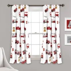 52"x84" Make A Wish Fire Truck Window Curtain Panels Set - Lush Décor -Child Home Decoration Store GUEST 5872aa98 b2a9 4d50 b13b 0b29756e8544
