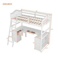 Twin Size Wooden Loft Bed With Drawers, Cabinet, Shelves And Desk-ModernLuxe -Child Home Decoration Store GUEST 58d17096 4cc9 4a79 a930 bbbe5e4cc15e