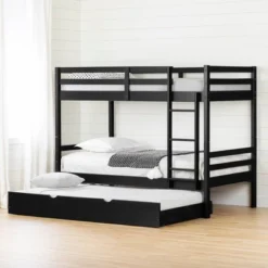 Child Home Decoration Store 21 Fakto Bunk Beds With Trundle Matte Black - South Shore