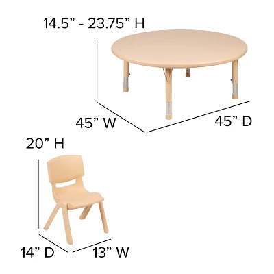 Flash Furniture 45" Round Plastic Height Adjustable Activity Table Set With 4 Chairs 5 Flash Furniture 45" Round Plastic Height Adjustable Activity Table Set With 4 Chairs - Image 3