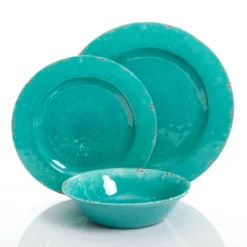 Gibson Studio California Mauna 12 Piece Assorted Crackle Decal Melamine Dinnerware Set -Child Home Decoration Store GUEST 5cdbdb21 e270 4cce b092 37e418158b07