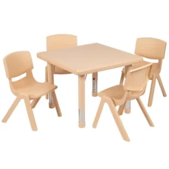 Flash Furniture 24" Square Plastic Height Adjustable Activity Table Set With 4 Chairs -Child Home Decoration Store GUEST 5d4779ed f55a 4698 b41c 24b2b2ede9bd