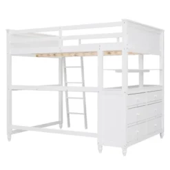 Full Size Wooden Loft Bed With Drawers, Shelves And Desk - ModernLuxe -Child Home Decoration Store GUEST 5df471d1 9913 4537 8b8c 23fbef9d9b7e