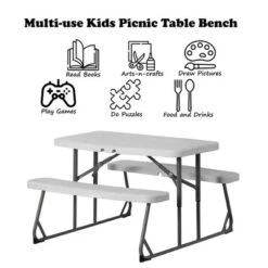 Foldable White Kids' Picnic Table Bench Outdoor Portable Children's Backyard Table, Crafting, Dining, And Playtime Patio Table 12 Foldable White Kids' Picnic Table Bench Outdoor Portable Children's Backyard Table, Crafting, Dining, And Playtime Patio Table -Child Home Decoration Store GUEST 5ea1fc12 bd4d 49d8 9562 d4ca9a876269