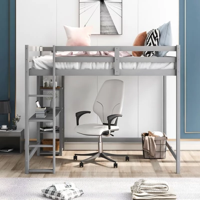 Full Size Loft Bed With Built-in Desk And Shelves - ModernLuxe 3 Full Size Loft Bed With Built-in Desk And Shelves - ModernLuxe