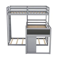 Twin Size L-shaped Wood Triple Bunk Bed With Storage Cabinet, Ladder And Blackboard-ModernLuxe 19 Twin Size L-shaped Wood Triple Bunk Bed With Storage Cabinet, Ladder And Blackboard-ModernLuxe -Child Home Decoration Store GUEST 60ea5fd3 40af 4c65 99b2 5a1b08faf36b