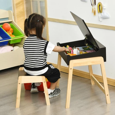 Costway Kids Table & Chair Set Wooden Activity Art Study Desk W/Storage Space 5 Costway Kids Table & Chair Set Wooden Activity Art Study Desk W/Storage Space - Image 3