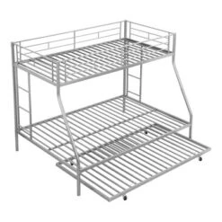 Twin Over Full Steel Bunk Bed With Twin Size Trundle Bed And Two-Side Ladders-ModernLuxe -Child Home Decoration Store GUEST 6214275d fd15 45d2 8f9e 62c003b3d8b7
