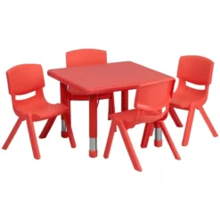 Flash Furniture 24" Square Plastic Height Adjustable Activity Table Set With 4 Chairs -Child Home Decoration Store GUEST 621fdb43 42e4 40c7 a0c5 89c5b6471905