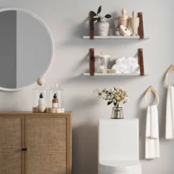 Brandon Vintage Matte Faux Marble Wall Shelf Brown - Nathan James -Child Home Decoration Store GUEST 6316bf1a 7063 498f ba57 25f1bfe98a71