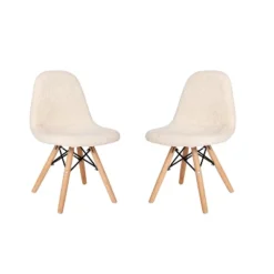 Emma And Oliver Set Of 2 Children's Dorset Faux Shearling Accent Chairs With Beechwood Legs For Bedroom, Play Room And More -Child Home Decoration Store GUEST 63238b9f f503 4263 ae24 79e891534d47