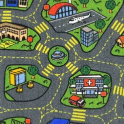 Jungtier Boy & Girl Kids Retro City Road Car Vehicle Traffic Educational Learning & Game Play Nursery Bedroom Classroom Rug Carpet, 2' 7" X 5' 0" -Child Home Decoration Store GUEST 632eca32 af2a 41b8 a412 480d6bbeffc2