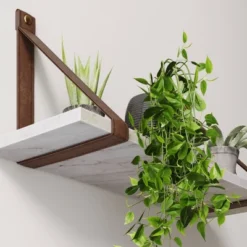 Brandon Vintage Matte Faux Marble Wall Shelf Brown - Nathan James -Child Home Decoration Store GUEST 6358ffdf 134c 427b b53b 3af68483e1a8