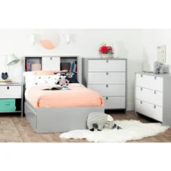 Cookie 1-Drawer Nightstand Soft Gray And Pure White - South Shore