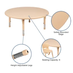 Flash Furniture 45" Round Plastic Height Adjustable Activity Table Set With 4 Chairs 16 Flash Furniture 45" Round Plastic Height Adjustable Activity Table Set With 4 Chairs -Child Home Decoration Store GUEST 6501bf25 79a6 4bb0 8a3f d6c52967223d