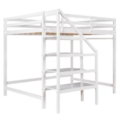 Full Size Loft Bed With Staircase And Safety Guardrails Gray/White-ModernLuxe -Child Home Decoration Store GUEST 672dc6d5 66b0 477b 9385 9d459a8b06e0