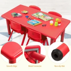 Costway Kids Plastic Rectangular Learn And Play Table Playroom Kindergarten Home Red -Child Home Decoration Store GUEST 675679d4 b25d 4b43 a483 ebccd3cb01ab