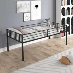 Child Home Decoration Store 45 Twin Over Twin Metal Triple Bunk Bed With Ladder-ModernLuxe