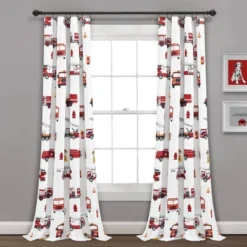 52"x84" Make A Wish Fire Truck Window Curtain Panels Set - Lush Décor -Child Home Decoration Store GUEST 6dc490c9 2f04 469a ab59 d1d82ff9cf2f