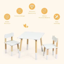 Costway Kids Wooden Table & 2 Chairs Set Children Activity Table Set -Child Home Decoration Store GUEST 6e3507c8 c81f 4f25 a08a d8d7c9a5850d