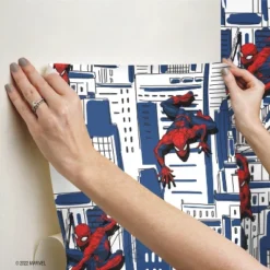 Spider-Man Cityscape Peel And Stick Wallpaper Red/Blue/Gray - RoomMates -Child Home Decoration Store GUEST 6ef840d6 11ed 4d73 a84e 94eaeaffea91