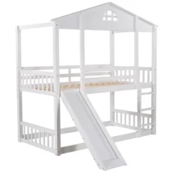 Twin Over Twin House Shaped Bunk Bed With Convertible Slide And Ladder-ModernLuxe -Child Home Decoration Store GUEST 71289899 6f12 4411 ae94 2377cec115dc
