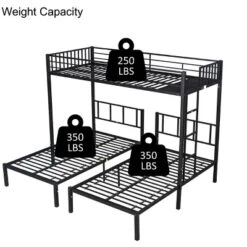Twin Over Twin Metal Triple Bunk Bed With Ladder-ModernLuxe -Child Home Decoration Store GUEST 71291c91 7d24 44af bcdd b541833046c6