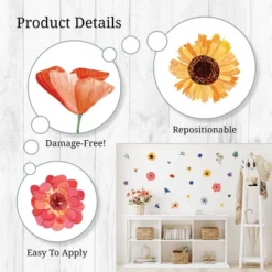 Watercolor Wildflowers Wall Decor - Decalcomania -Child Home Decoration Store GUEST 7190a0a9 df23 4cd2 8180 1b6eb43a75cf