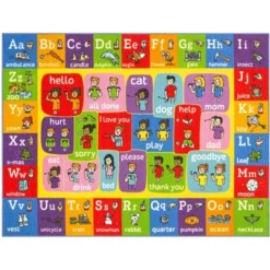 KC CUBS Boy & Girl Kids ABC Alphabet ASL Sign Language Educational Learning & Fun Game Play Area Nursery Bedroom Classroom Rug Carpet -Child Home Decoration Store GUEST 72daa807 38d2 4870 8f78 80211f95618c