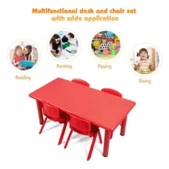 Costway Kids Plastic Rectangular Learn And Play Table Playroom Kindergarten Home Red -Child Home Decoration Store GUEST 72f3058c 5824 46ca acf0 39391ff79162