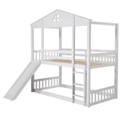 Twin Over Twin House Shaped Bunk Bed With Convertible Slide And Ladder-ModernLuxe -Child Home Decoration Store GUEST 74896750 9c23 4df3 b5ed c64c1429ef3a