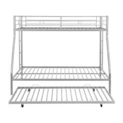 Twin Over Full Steel Bunk Bed With Twin Size Trundle Bed And Two-Side Ladders-ModernLuxe -Child Home Decoration Store GUEST 750685fa e5f2 4988 bebd 714172d3081b