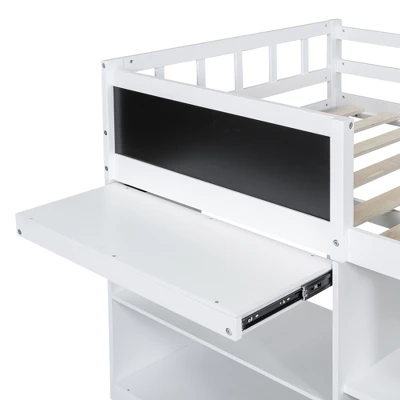 Twin Size Low Loft Bed With Rolling Desk, Shelves And Drawers - ModernLuxe 11 Twin Size Low Loft Bed With Rolling Desk, Shelves And Drawers - ModernLuxe - Image 9