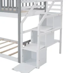 House Shape Twin-Over-Twin Double Bunk Bed With Storage Stairs - ModernLuxe -Child Home Decoration Store GUEST 76bd7751 2580 46f3 8a51 4c43eceda82d