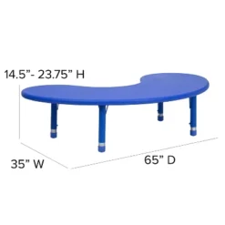 Emma And Oliver 35"W X 65"L Half-Moon Plastic Height Adjustable Activity Table -Child Home Decoration Store GUEST 7700d699 06c4 496c 99ed 5e2d2593c7e7
