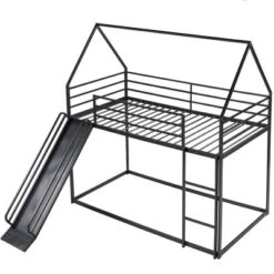 Twin Over Twin House Bunk Bed With Ladder And Slide - ModernLuxe -Child Home Decoration Store GUEST 77611a9f 86b6 4222 80b7 340b21f2dc4c