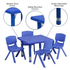 Flash Furniture 24" Square Plastic Height Adjustable Activity Table Set With 4 Chairs -Child Home Decoration Store GUEST 78b735e5 7ca6 4b98 8b3a e9034649b81c