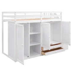 Functional Twin Loft Bed With 3 Shelves, 2 Wardrobes, 2 Drawers And Ladder With Storage-ModernLuxe -Child Home Decoration Store GUEST 791f6f0c 8d94 4c6e 8fd9 fdbb7020b90a