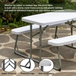 Foldable White Kids' Picnic Table Bench Outdoor Portable Children's Backyard Table, Crafting, Dining, And Playtime Patio Table 18 Foldable White Kids' Picnic Table Bench Outdoor Portable Children's Backyard Table, Crafting, Dining, And Playtime Patio Table -Child Home Decoration Store GUEST 79c6f5e4 63d8 449b 9ac4 78313419419a
