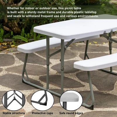 Foldable White Kids' Picnic Table Bench Outdoor Portable Children's Backyard Table, Crafting, Dining, And Playtime Patio Table 10 Foldable White Kids' Picnic Table Bench Outdoor Portable Children's Backyard Table, Crafting, Dining, And Playtime Patio Table - Image 8