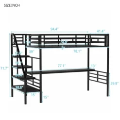 Metal Twin Size Loft Bed With Desk, Black - ModernLuxe 13 Metal Twin Size Loft Bed With Desk, Black - ModernLuxe -Child Home Decoration Store GUEST 7da98920 51f2 4453 a402 16cf6f76bc13