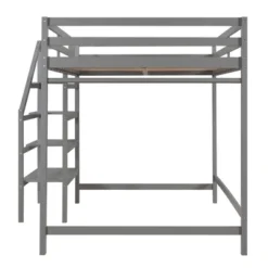 Full Size Loft Bed With Staircase And Safety Guardrails Gray/White-ModernLuxe -Child Home Decoration Store GUEST 7dcbda4b f402 4598 a215 b3e560119308